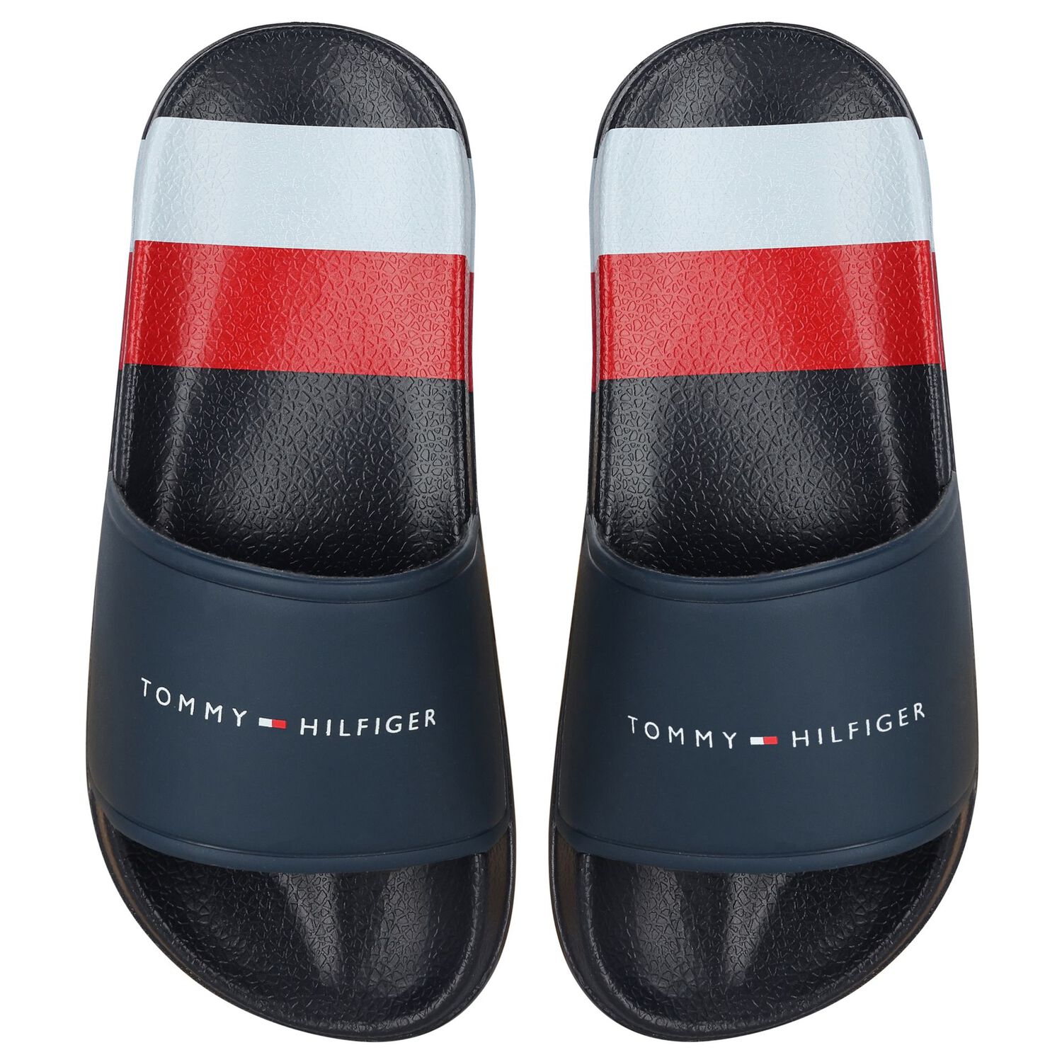 Boys Navy Blue Striped Logo Sliders, 1, hi-res