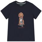 Boys Navy Blue Dog Logo T-Shirt, 2, hi-res