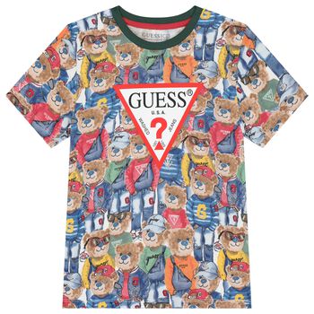 Boys Multi-Coloured Teddy Bear Logo T-Shirt