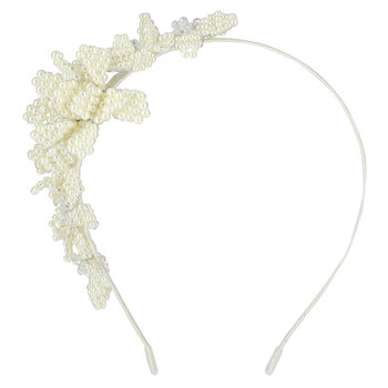 Girls Ivory Pearl & Crystal Beaded Headband