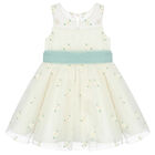 Girls Ivory Floral Tulle Dress, 1, hi-res