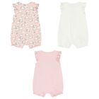 Baby Girls Pink & White Rompers ( 3-Pack ) , 1, hi-res