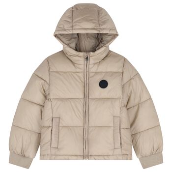 Boys Beige Quilted Puffer Jacket