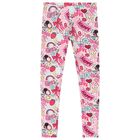 Girls Pink Logo Heart Leggings, 1, hi-res