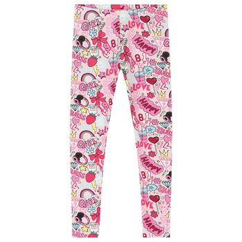 Girls Pink Logo Heart Leggings
