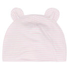 Baby Girls Pink & White Striped Hat, 2, hi-res