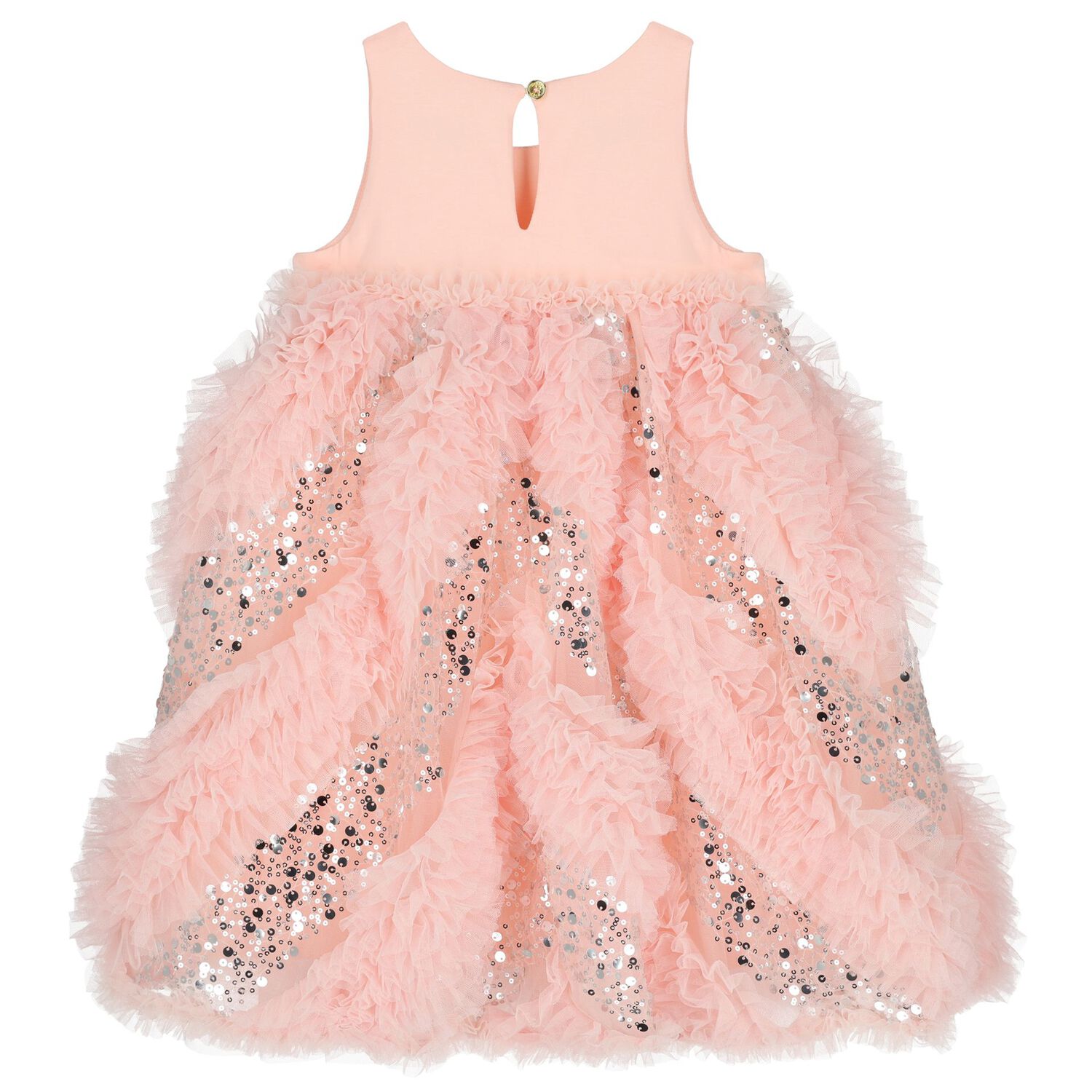 Girls Pink Sequin Tulle Dress, 1, hi-res