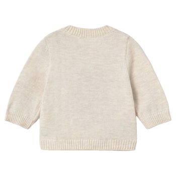 Baby Boys Beige Teddy Bear Knitted Jumper