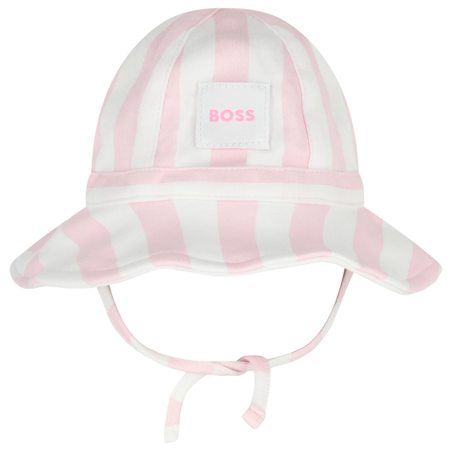 Baby Girls Pink & White Striped Hat, 1, hi-res