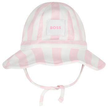 Baby Girls Pink & White Striped Hat