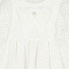 Girls White Chiffon Bow Lace Dress, 1, hi-res