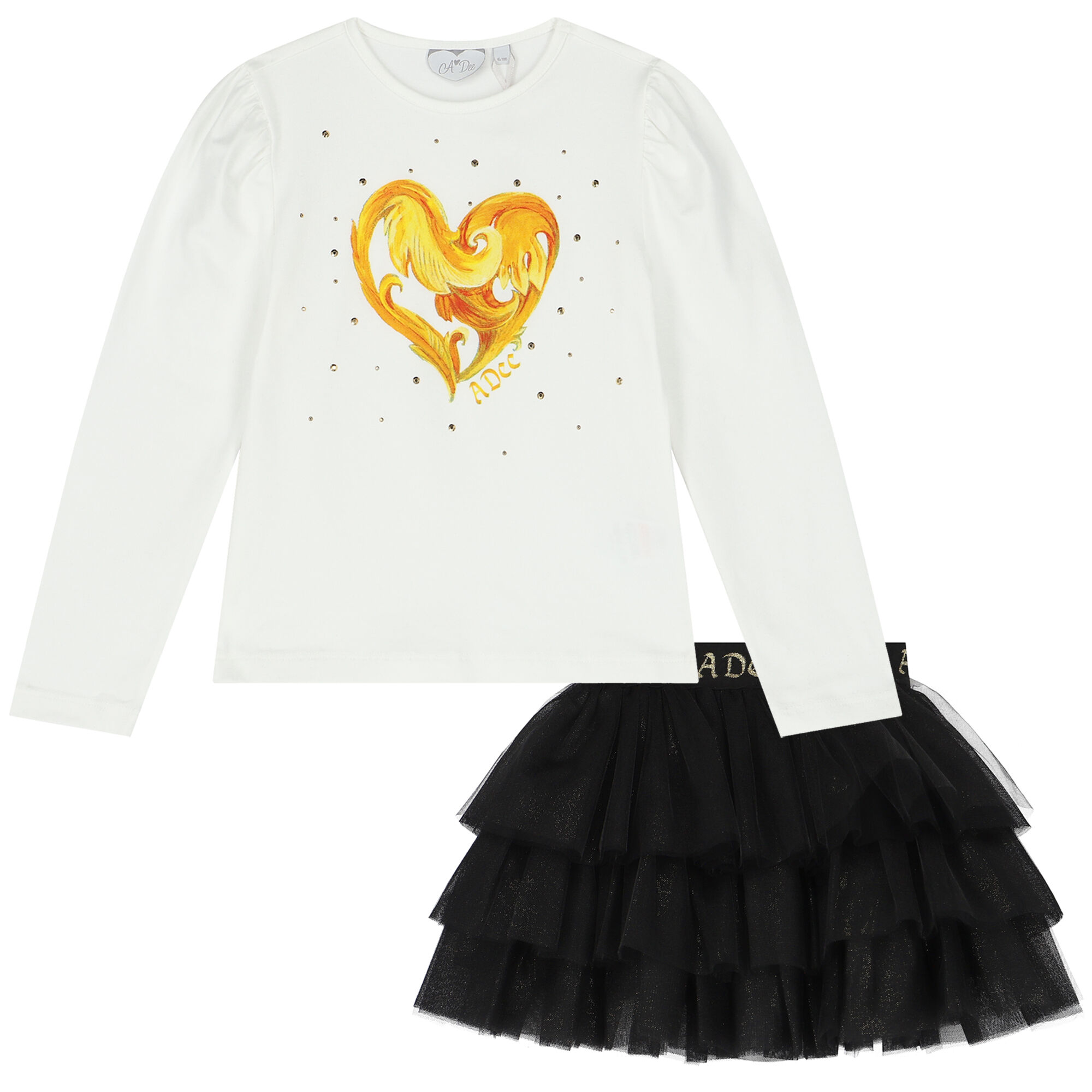 A Dee Girls Black White Logo Skirt Set Junior Couture UK