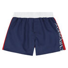Younger Boys Navy & Red Swim Shorts, 1, hi-res