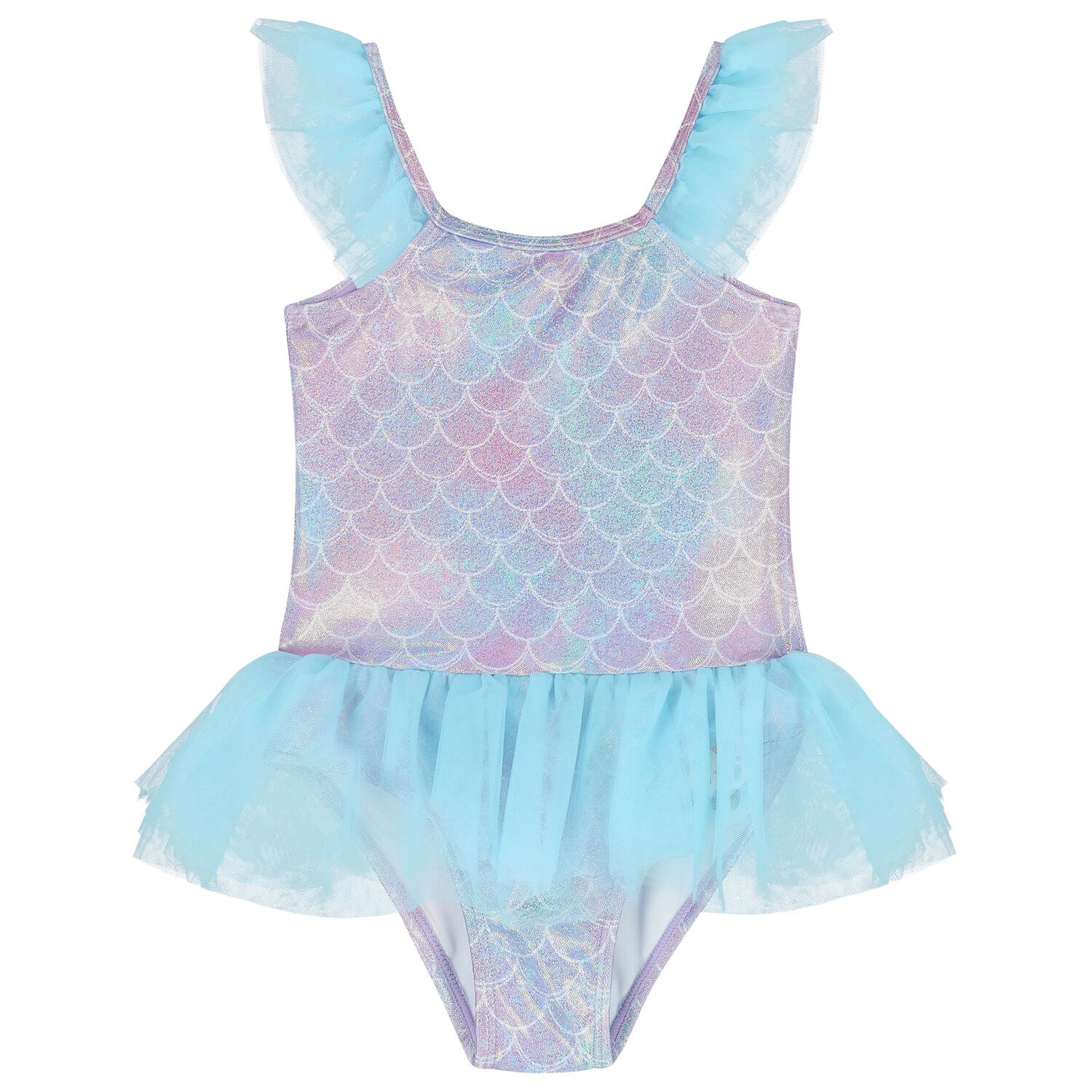 Girls Purple & Blue Metallic Mermaid Swimsuits, 1, hi-res