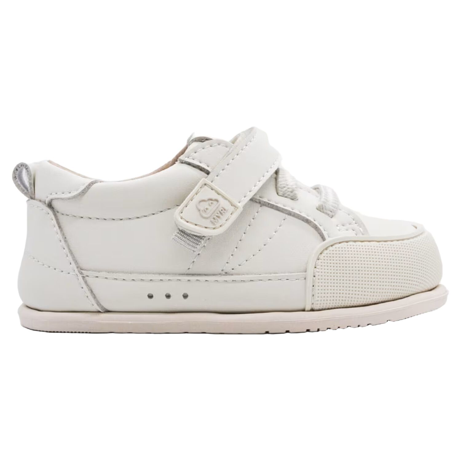 Younger Boys White Faux Leather Trainers, 2, hi-res