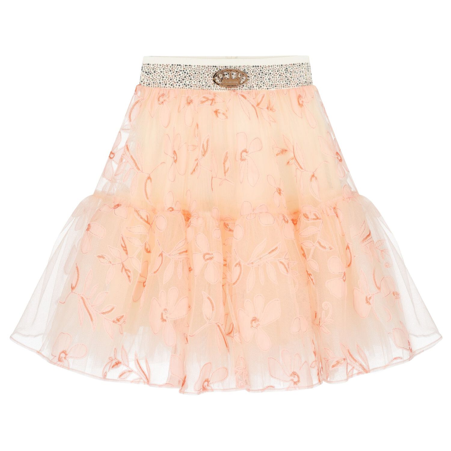 Girls Ivory & Pink Floral Skirt Set, 1, hi-res