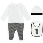 White & Black Logo Babygrow Set, 1, hi-res