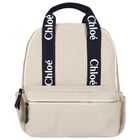 Girls Beige Logo Backpack, 1, hi-res