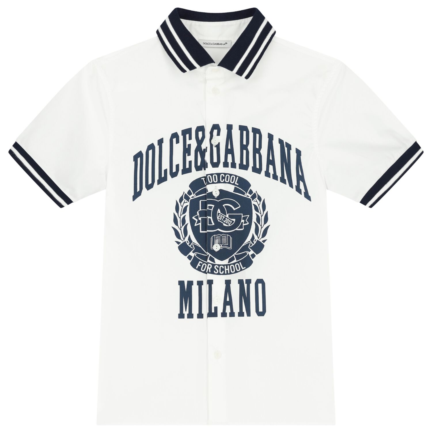 Boys White Varsity Logo Shirt, 1, hi-res