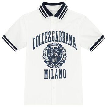 Boys White Varsity Logo Shirt