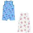 Baby Boys Blue & White Rompers ( 2-Pack ), 1, hi-res