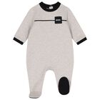 Baby Boys Grey & Black Logo Babygrow Set, 1, hi-res