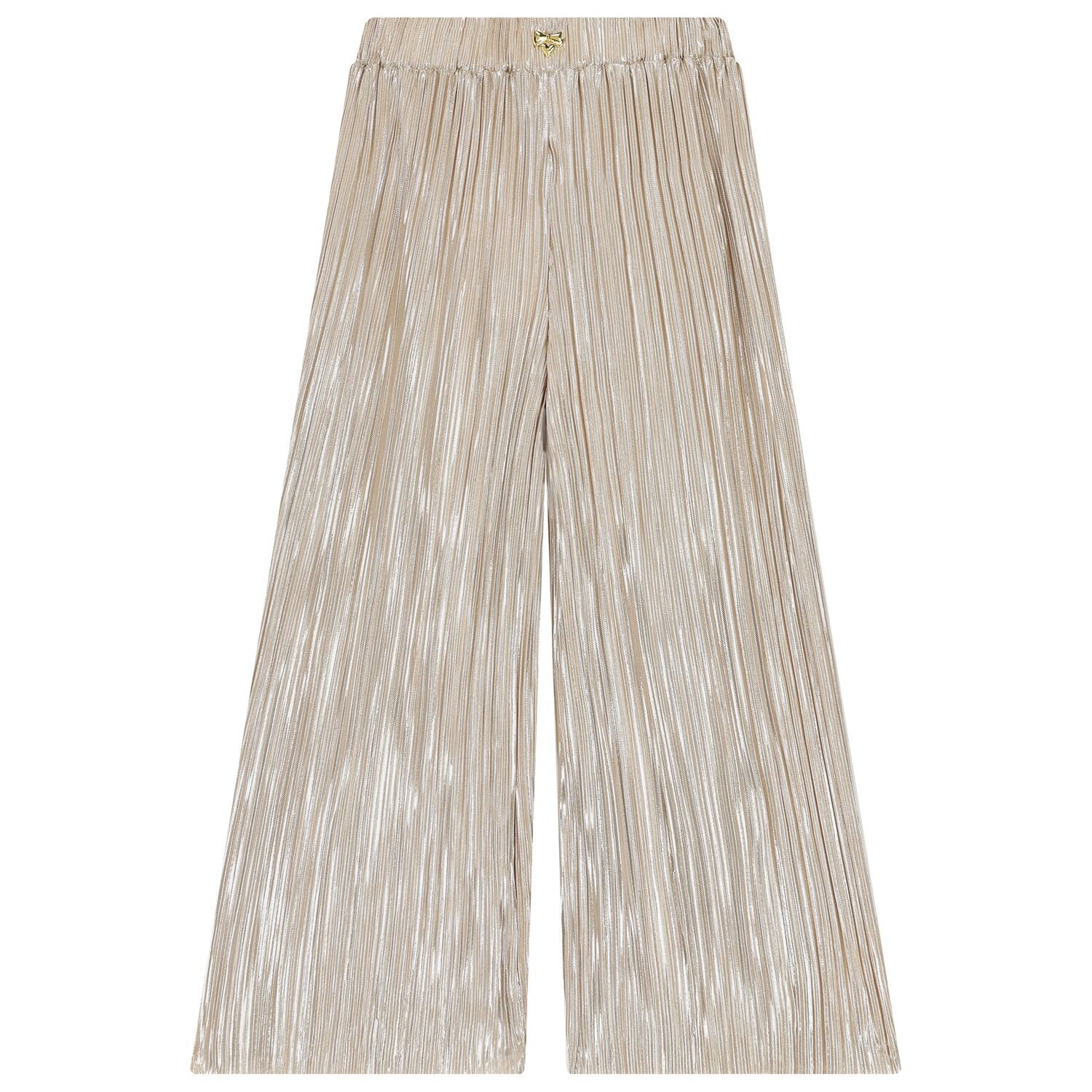 Girls Gold Metallic Pleated Trousers, 1, hi-res