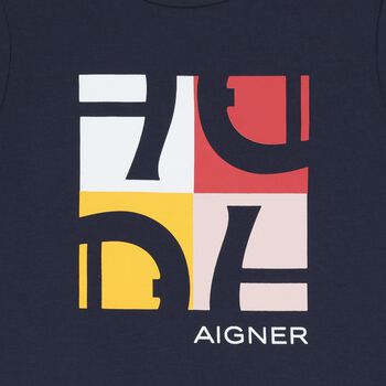 Boys Navy Blue Logo T-Shirt