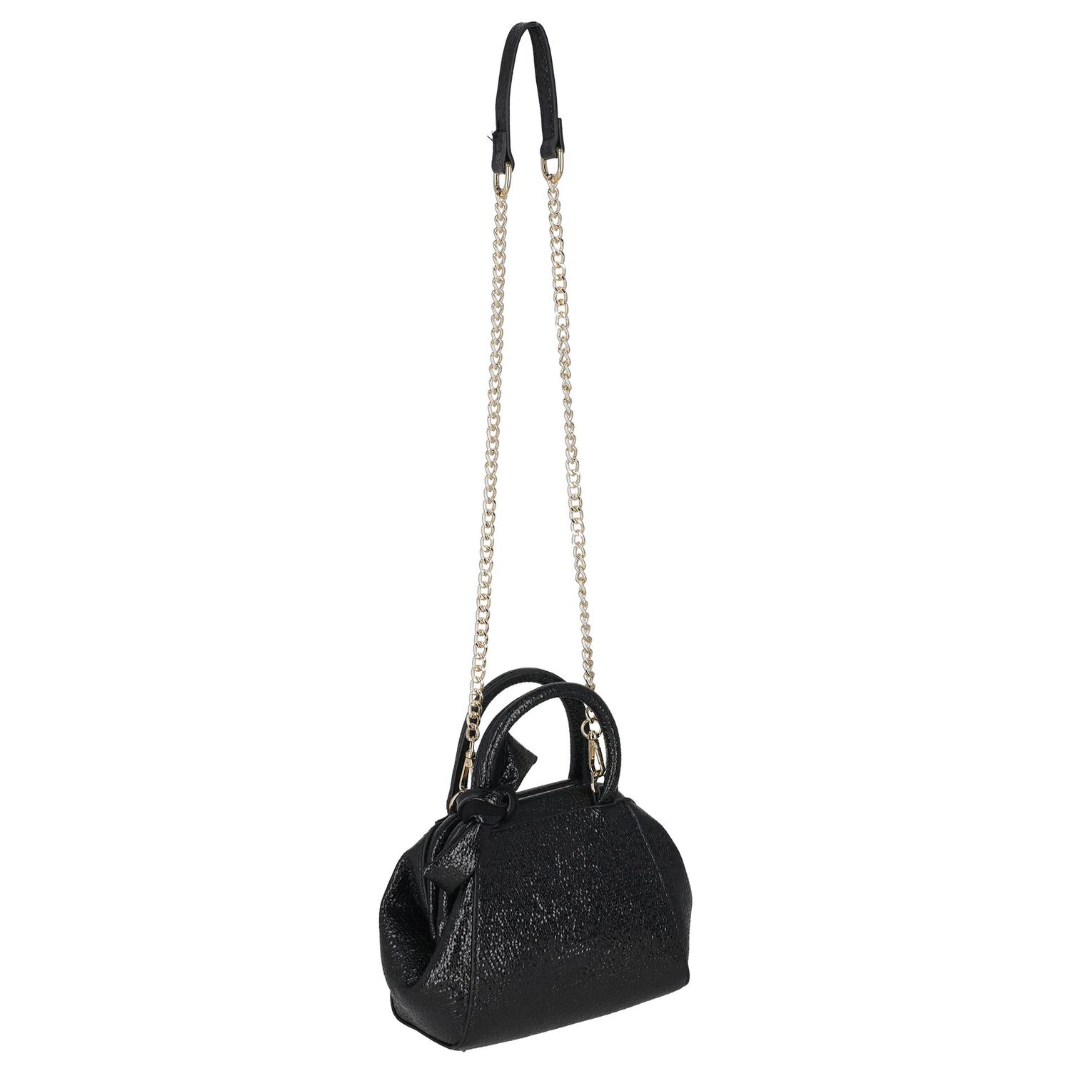 Girls Black Faux Leather Handbag ( 21cm ), 1, hi-res