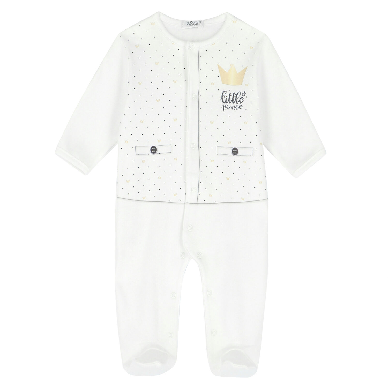 Baby Boys White Babygrow, 1, hi-res
