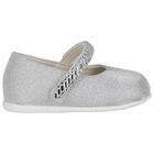 Baby Girls Silver Swarovski Crystal Shoes, 1, hi-res
