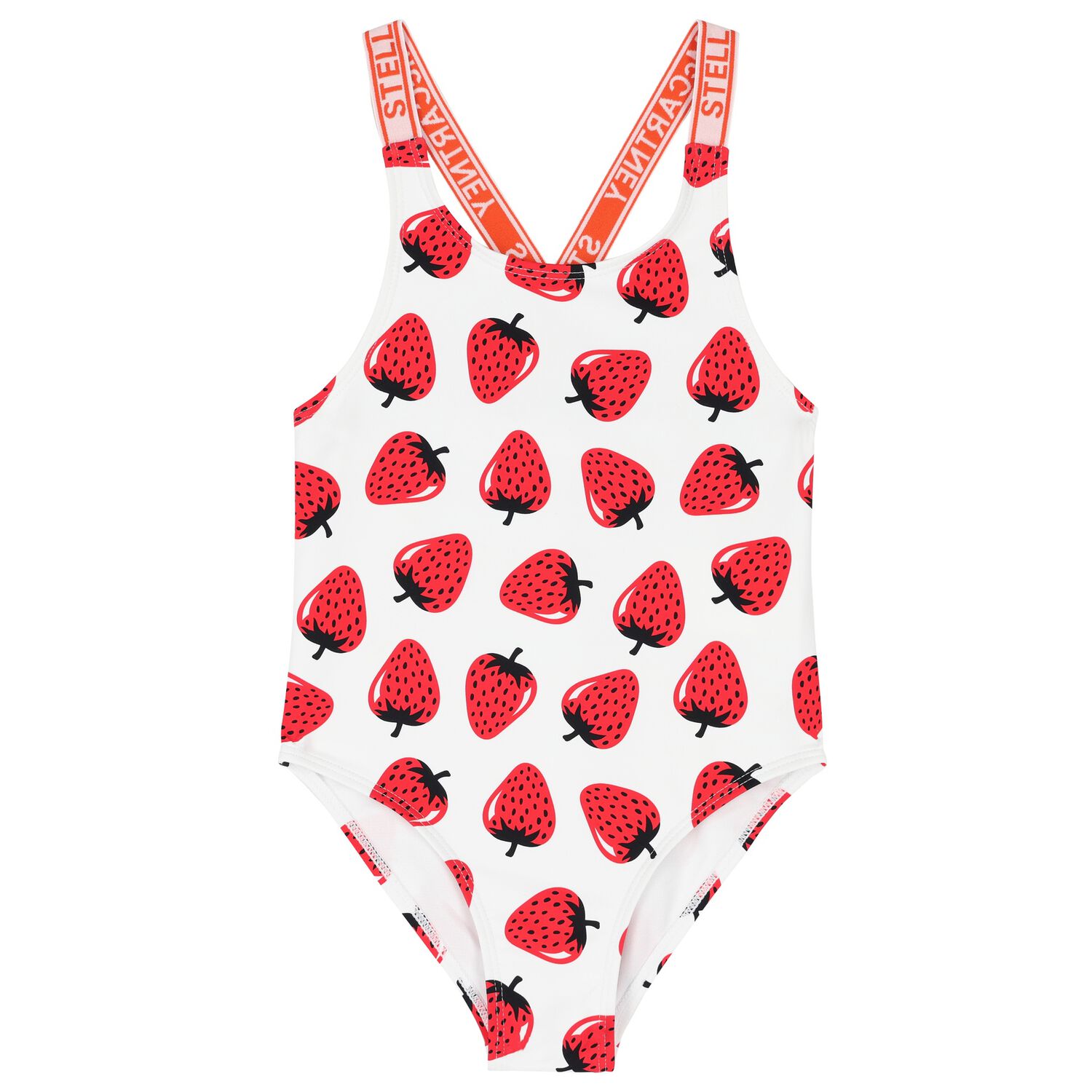 Girls White Strawberry Swimsuit, 1, hi-res image number null