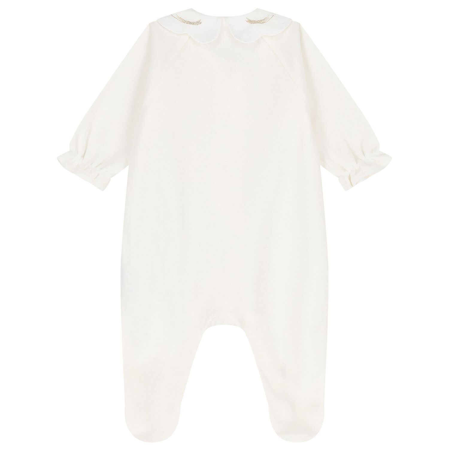Baby Girls Ivory Bow Velour Babygrow, 1, hi-res