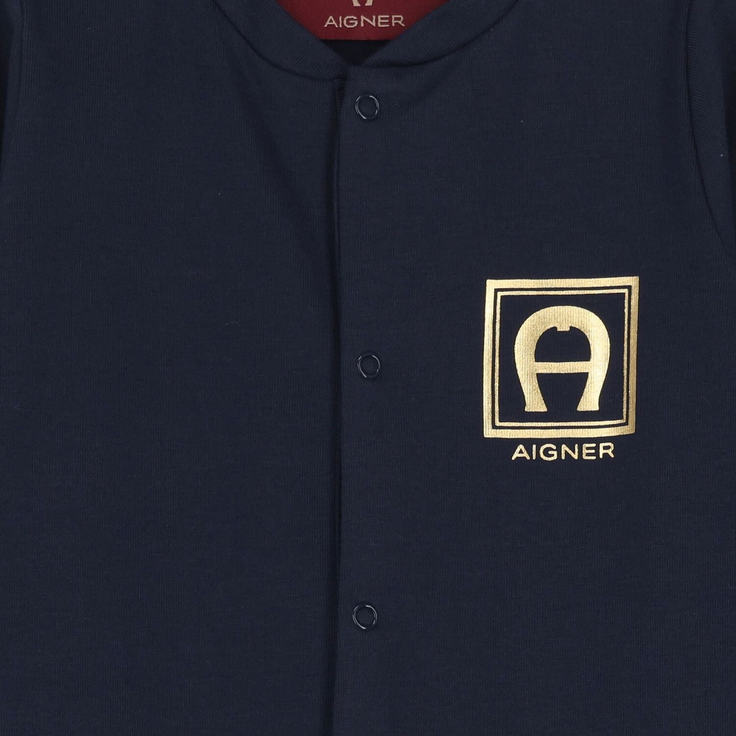 Baby Boys Navy Blue & Gold Logo Babygrow, 2, hi-res
