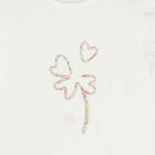 Girls Ivory Ruffled Flower Blouse, 1, hi-res