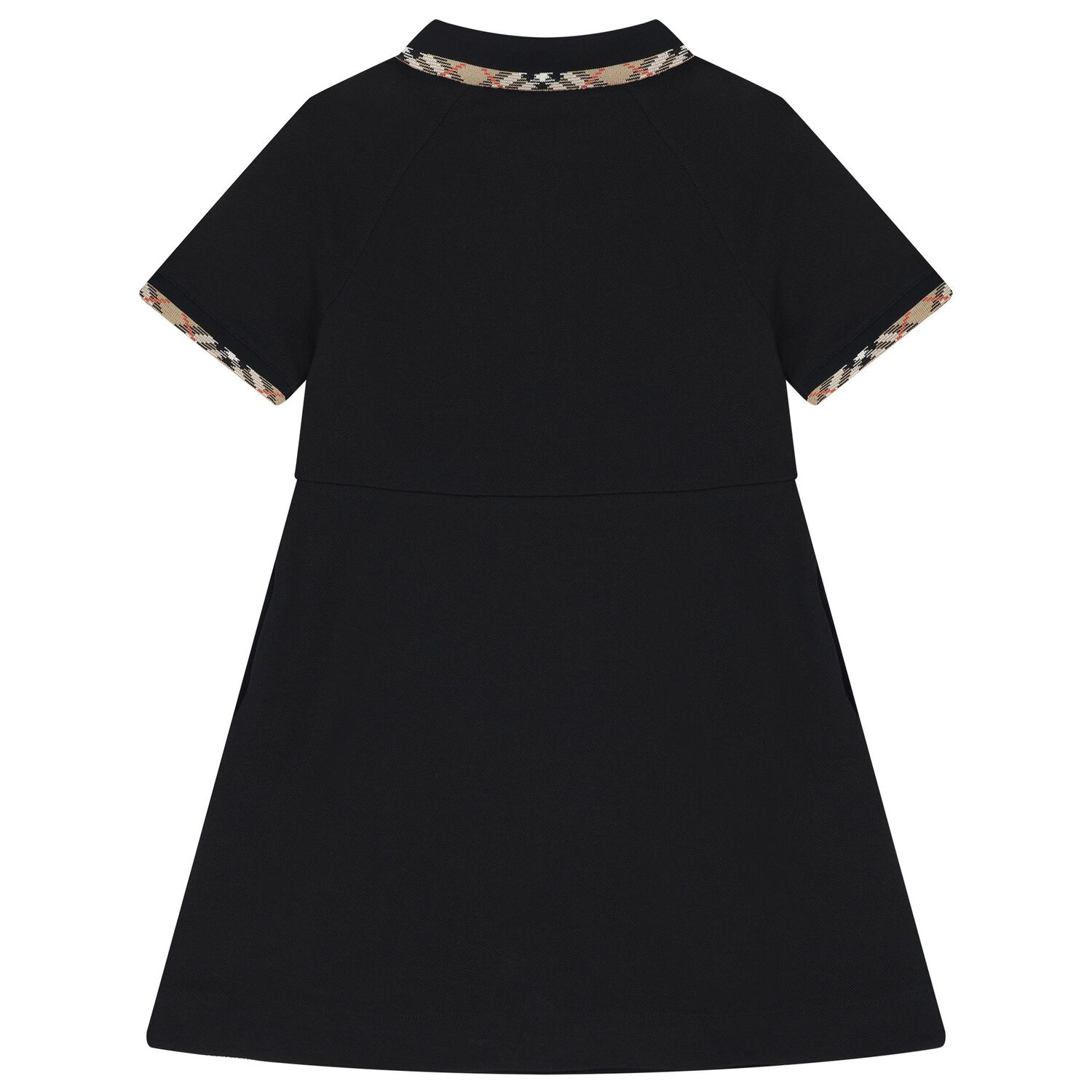 Girls Black Check Polo Dress, 1, hi-res