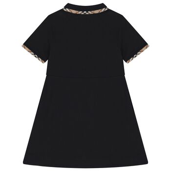 Girls Black Check Polo Dress