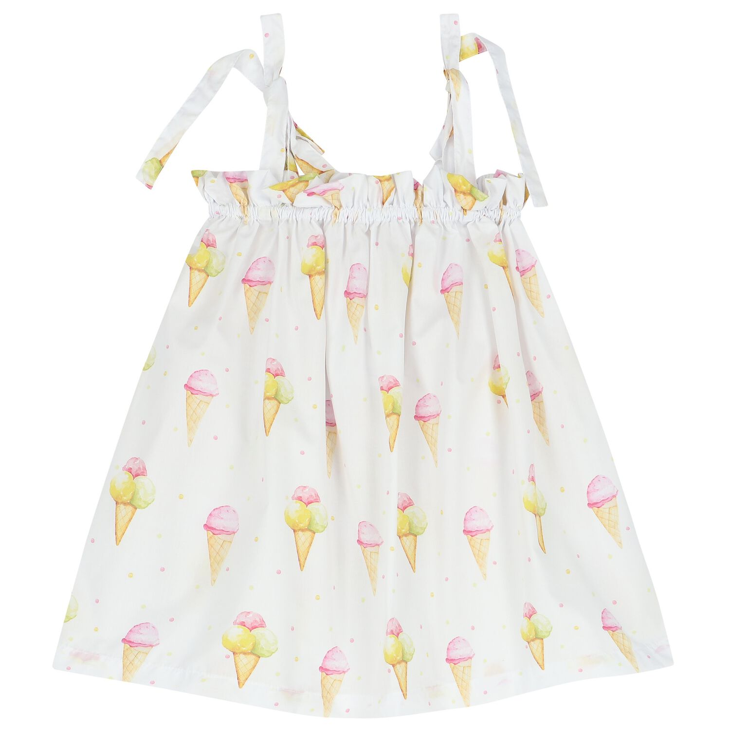 Girls White Ice Creams Beach Dress, 3, hi-res