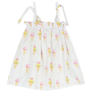 Girls White Ice Creams Beach Dress