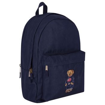 Boys Navy Blue Canvas Polo Bear Backpack ( 44cm )