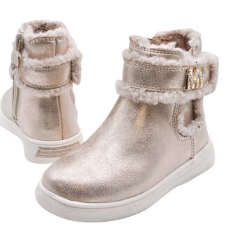 Girls Gold Faux Fur Boots 