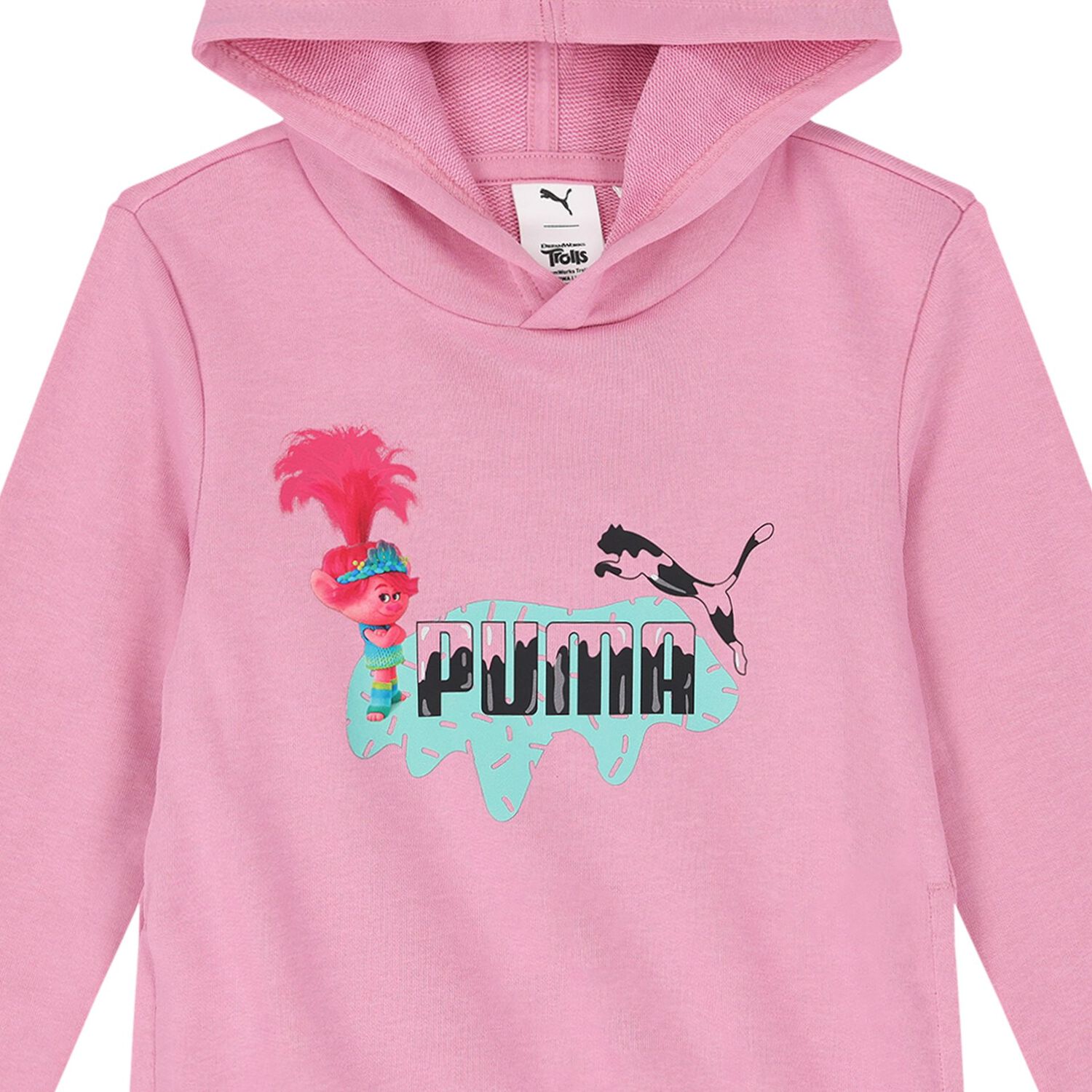 Girls Pink Trolls Logo Hooded Top, 2, hi-res image number null