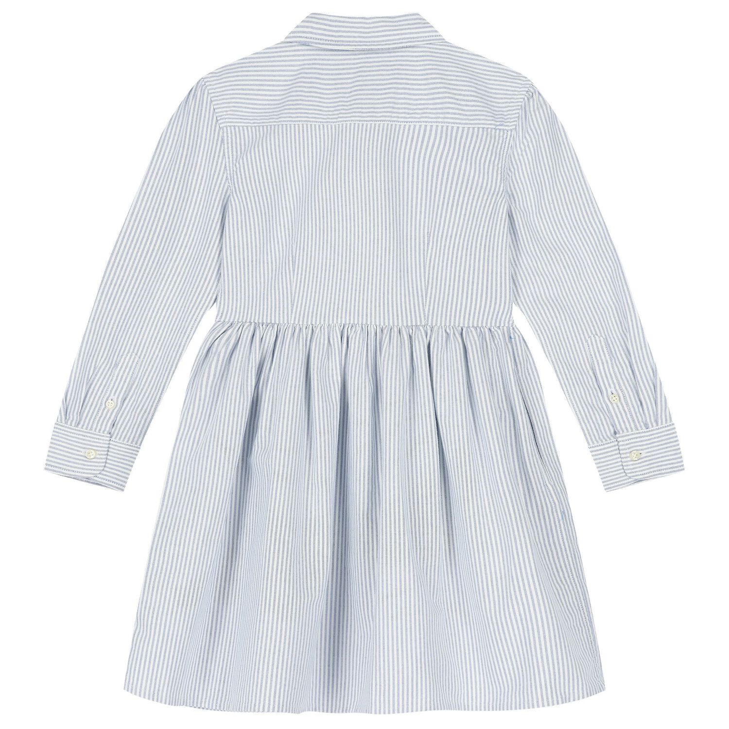 Girls Blue Striped Shirt Dress, 1, hi-res