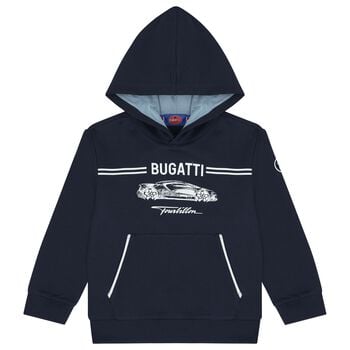 Boys Navy Blue Logo Hooded Top