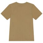Boys Mini Me Beige Logo T-Shirt, 6, hi-res