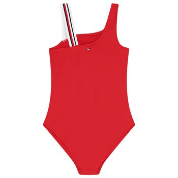 Girls Red Logo Swimsuit