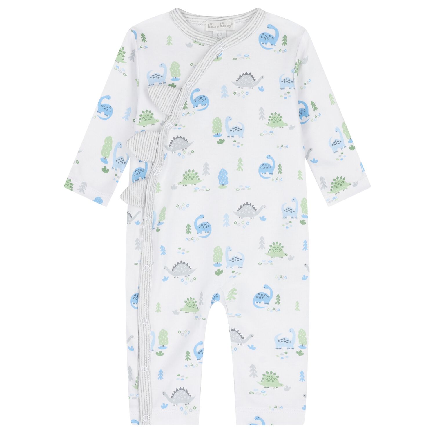 Baby Boys White & Blue Dinosaur Era Romper, 1, hi-res image number null