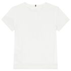 Girls White Logo T-Shirt, 3, hi-res