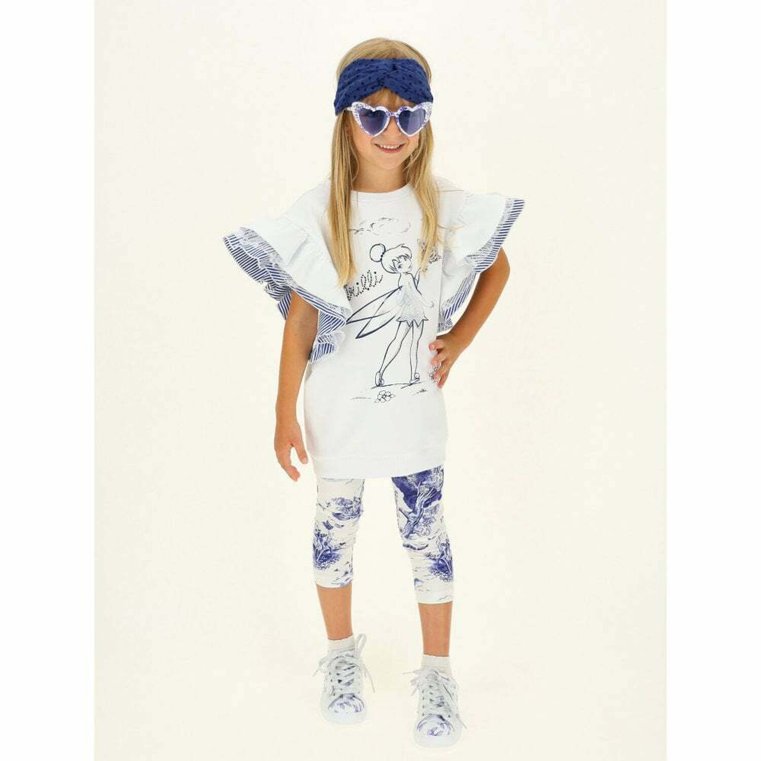 Girls White & Blue Tinker Bell Jumper Dress, 1, hi-res