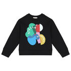 Girls Black Logo Sweatshirt, 1, hi-res